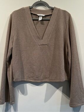 H&M Women's V-Neck Sweater in Taupe Brown